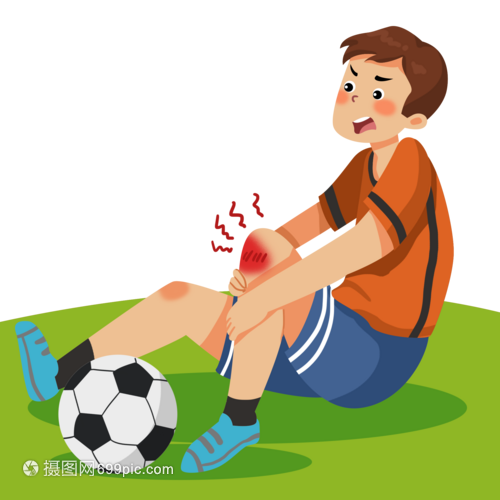 手繪卡通受傷的足球運動員